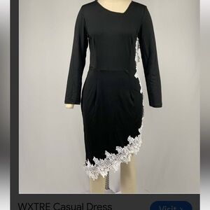 Black Dress with White Lace Trim